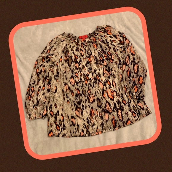 belle gray by Lisa Rinna Cheetah Print Blouse L - Picture 1 of 7